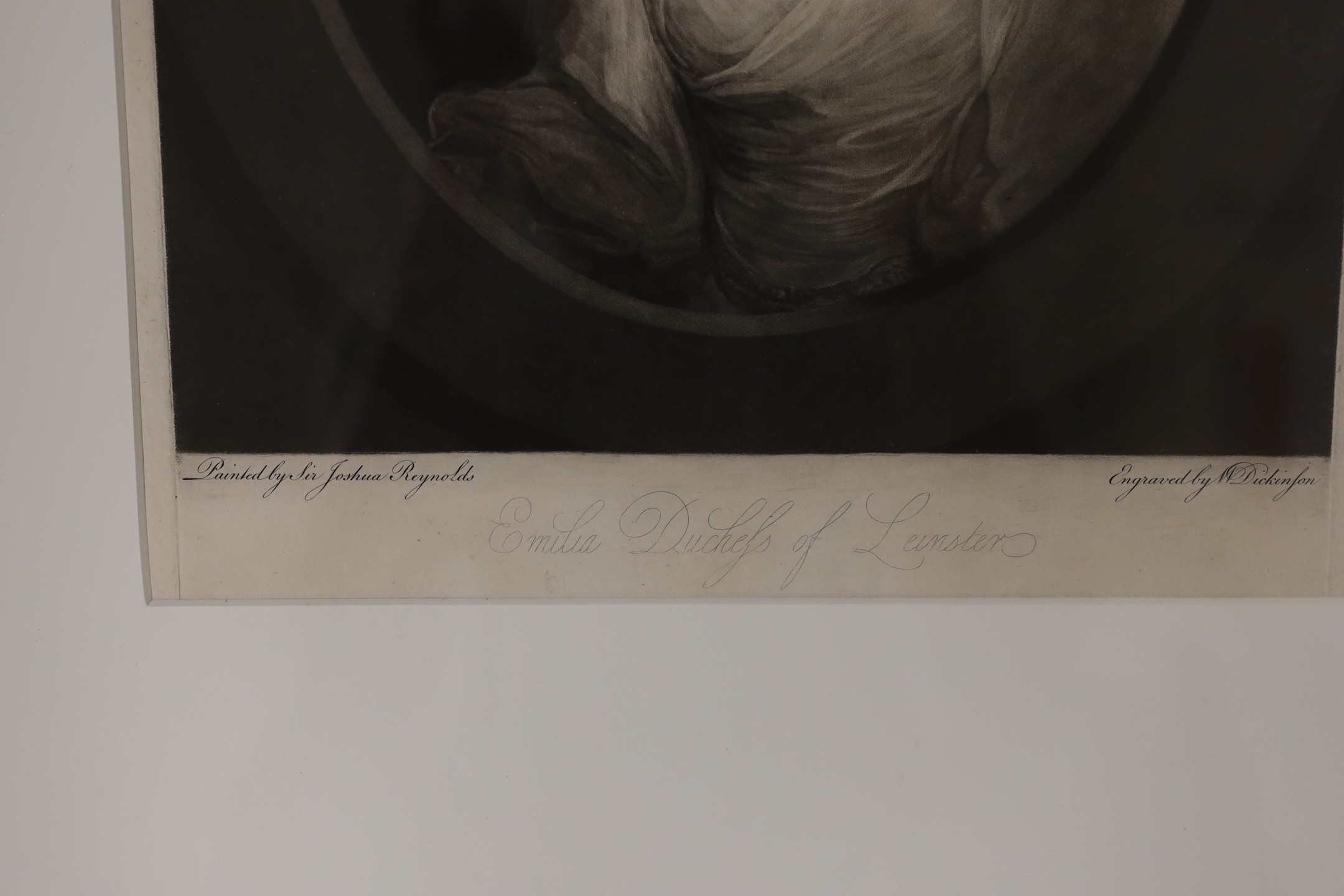 After Sir Joshua Reynolds, mezzotint, Emilia Duchess of Leinster, engraved by W. Dickinson, 33 x 28cm